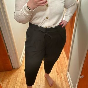 LOFT Plus Tie Waist Slim Pants Black 16 plus